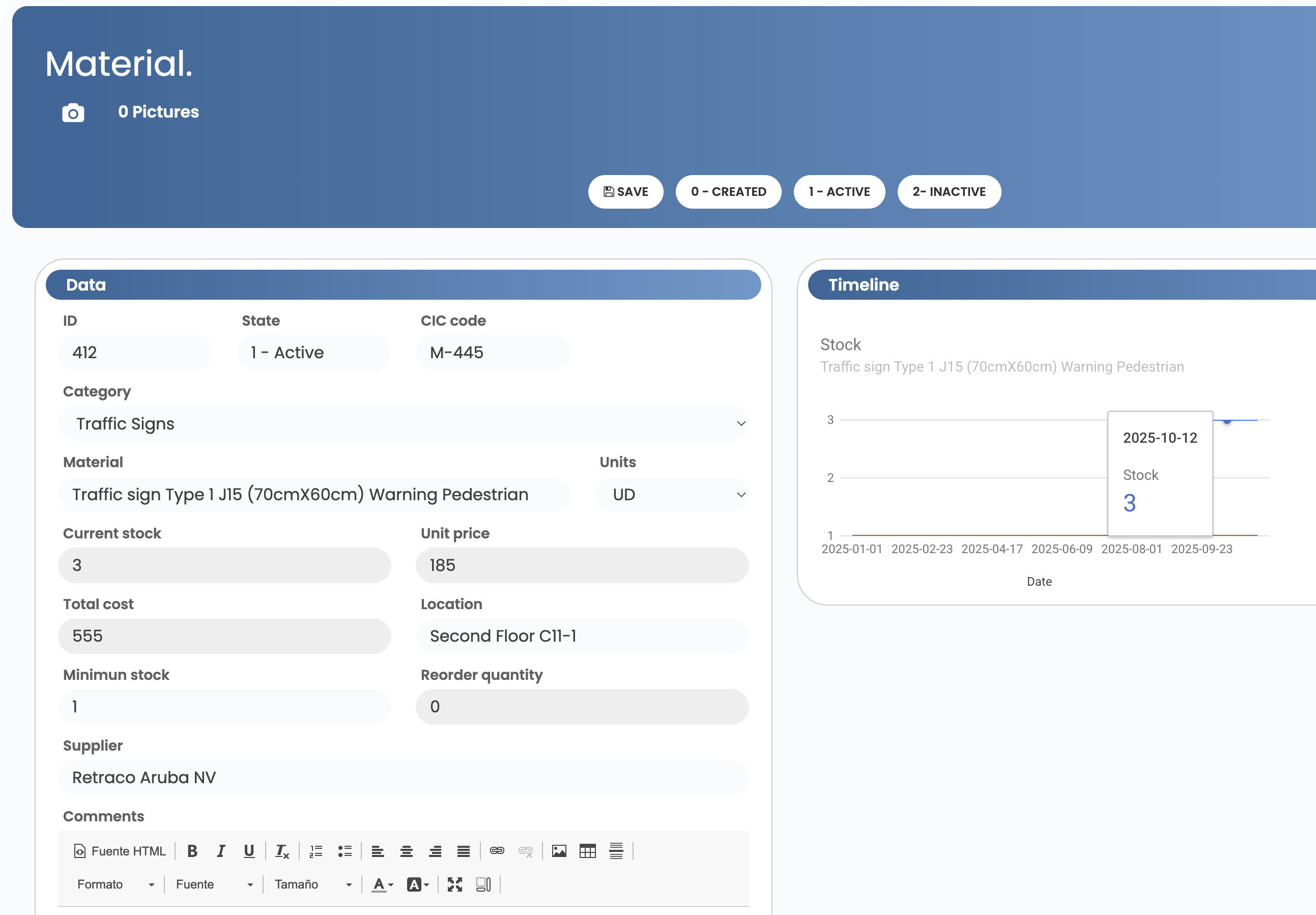 Inventory dashboard placeholder